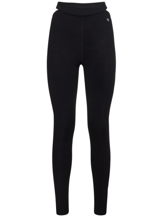 ANINE BING: Aimee stretch jersey leggings - Black - women_0 | Luisa Via Roma