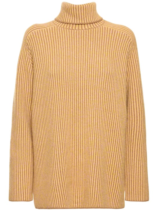 Guest In Residence: Tri Rib cashmere turtleneck sweater - Braun - women_0 | Luisa Via Roma