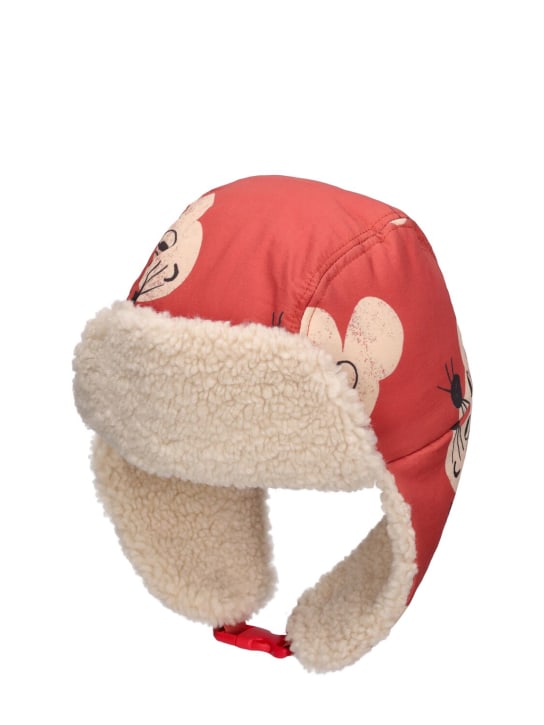 Bobo Choses: Mouse print faux fur & nylon aviator hat - Red - kids-girls_1 | Luisa Via Roma
