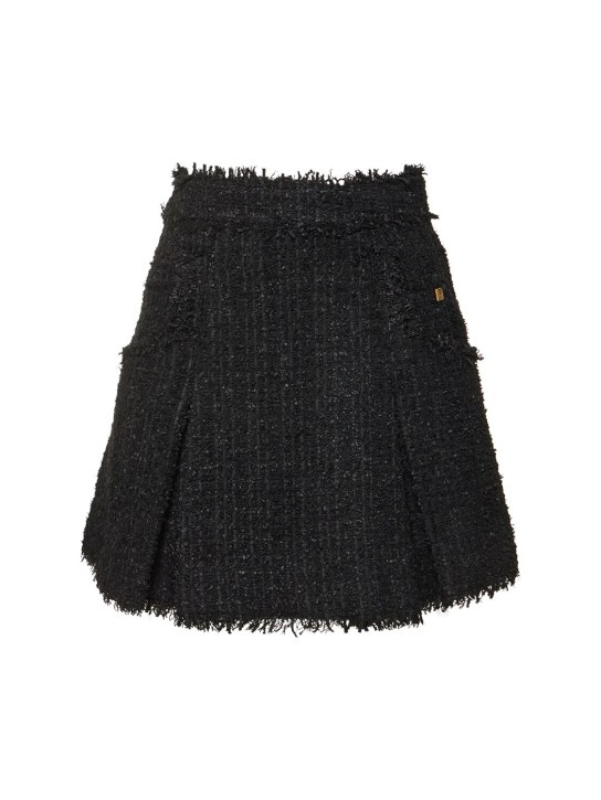 Balmain: Wool blend tweed mini skirt - women_0 | Luisa Via Roma