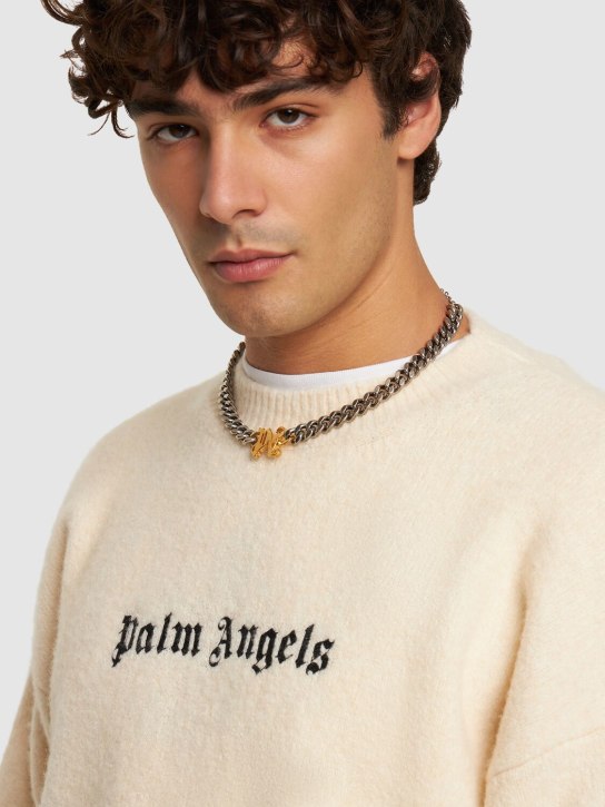 Palm Angels: PA monogram brass chain necklace - Silver/Gold - men_1 | Luisa Via Roma