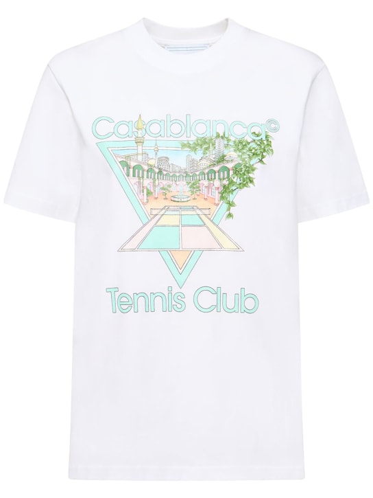 Casablanca: Tennis Club 프린트 코튼 저지 티셔츠 - women_0 | Luisa Via Roma