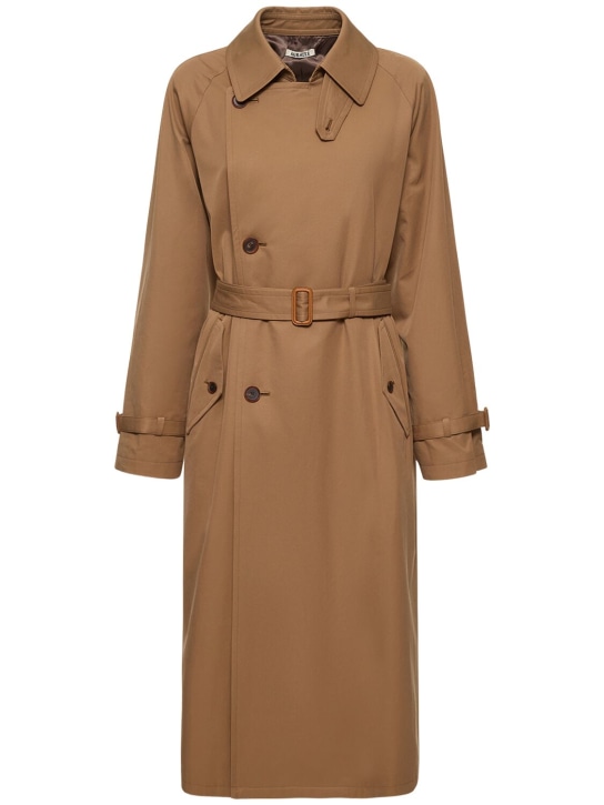 AURALEE: Trench-coat en batiste de coton délavé - Marron - women_0 | Luisa Via Roma