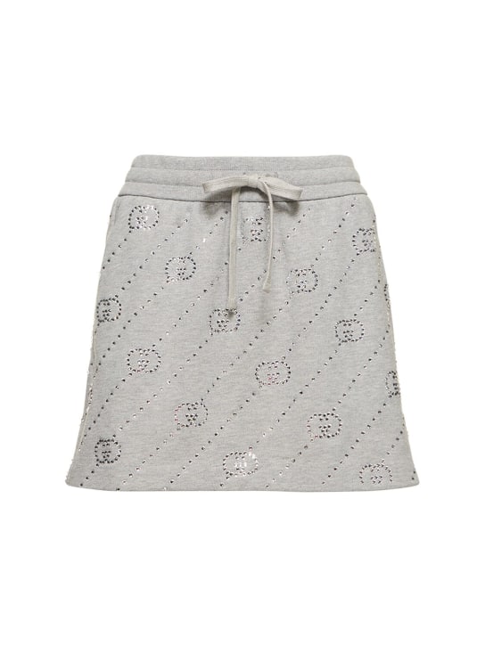 Gucci: Minifalda de jersey de algodón - Gris - women_0 | Luisa Via Roma