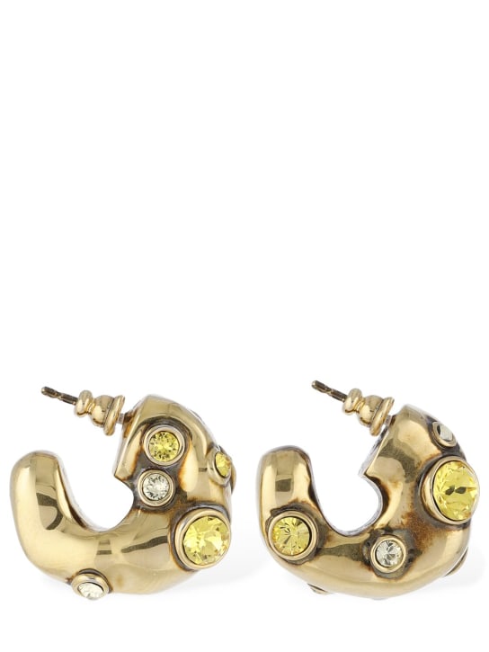 Dries Van Noten: Offene Ohrringe aus Messing und Glas - Gold/Gelb - women_0 | Luisa Via Roma
