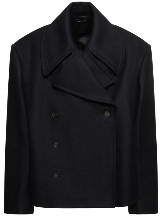 EGONlab: Oversized wool blend coat - Black - men_0 | Luisa Via Roma
