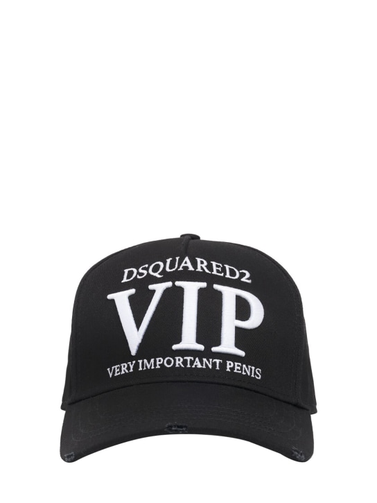 Dsquared2: VIP embroidered baseball cap - Siyah/Beyaz - men_0 | Luisa Via Roma