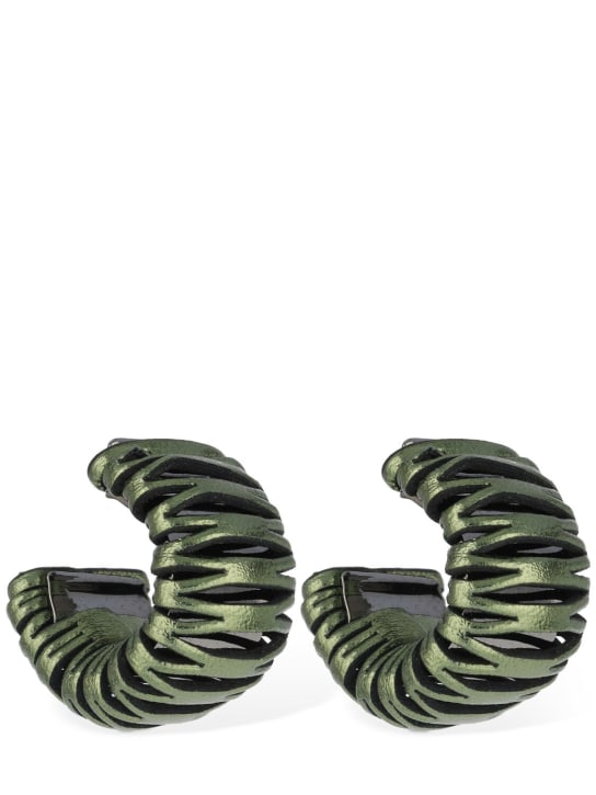 So-le Studio: Caterpillar leather hoop earrings - Sage - women_0 | Luisa Via Roma