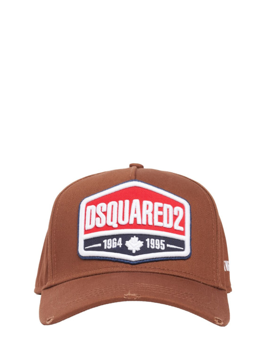 Dsquared2: Logo patch cotton baseball cap - Hazel - men_0 | Luisa Via Roma