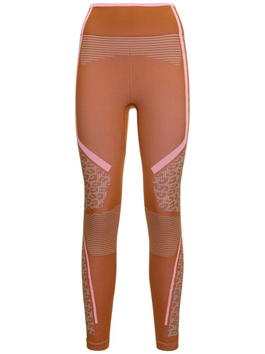 adidas By Stella McCartney: True Strength tech base-layer tights - Orange - women_0 | Luisa Via Roma