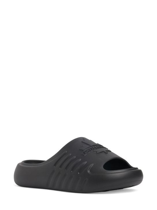Dsquared2: Logo slide sandals - Siyah - men_1 | Luisa Via Roma