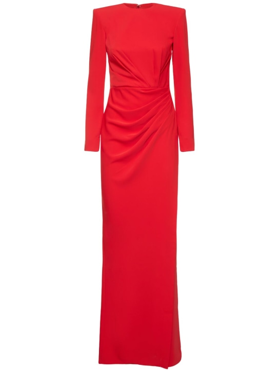 Zuhair Murad: Cady draped long sleeved maxi dress - Red - women_0 | Luisa Via Roma