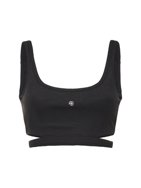 ANINE BING: Amari stretch jersey bra - Black - women_0 | Luisa Via Roma