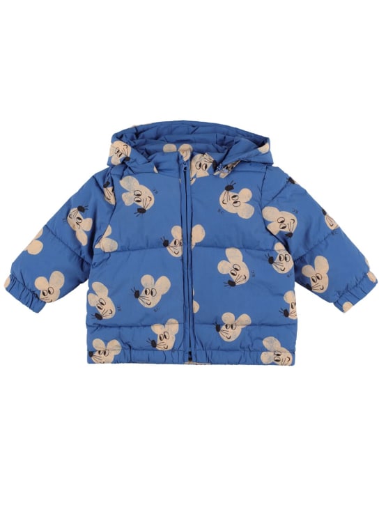 Bobo Choses: Mouse print recycled nylon puffer jacket - Blue - kids-girls_0 | Luisa Via Roma