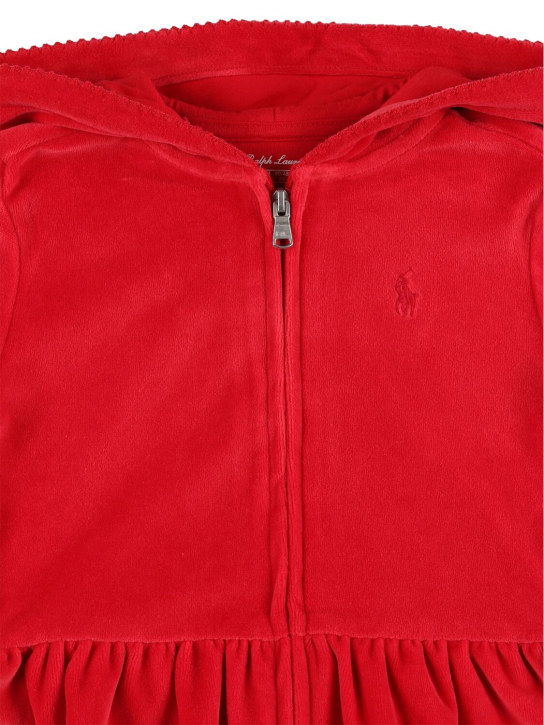Polo Ralph Lauren: Sweat-shirt zippé & pantalon en coton mélangé - Rouge - kids-girls_1 | Luisa Via Roma