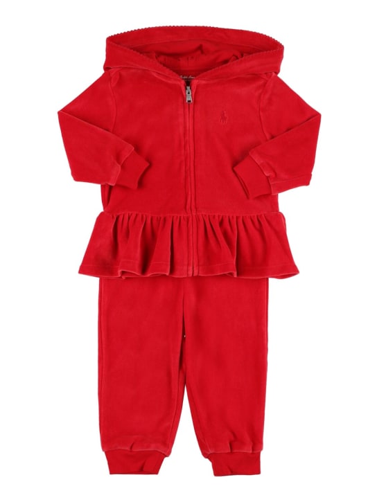 Ralph Lauren: Cotton blend zip-up hoodie & sweatpants - Red - kids-girls_0 | Luisa Via Roma