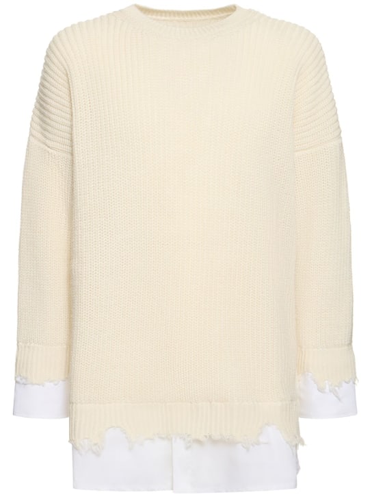 Distressed wool blend knit sweater - MM6 Maison Margiela - Men