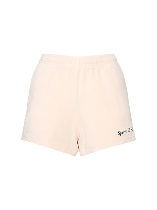 Sporty & Rich: Shorts con logo bordado - Beige - women_0 | Luisa Via Roma