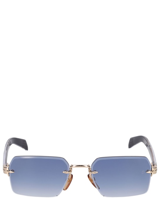 DB Eyewear by David Beckham: DB squared metal sunglasses - Altın/Mavi - men_0 | Luisa Via Roma