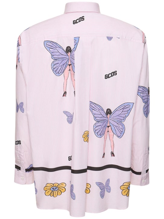 GCDS: Camicia in popeline di cotone con logo - men_4 | Luisa Via Roma