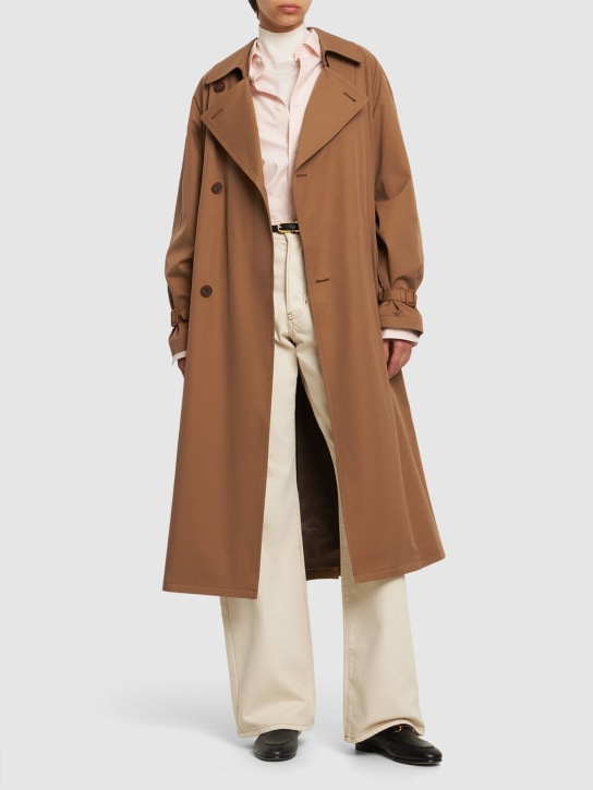 AURALEE: Washed finx chambray cotton trench coat - Brown - women_1 | Luisa Via Roma