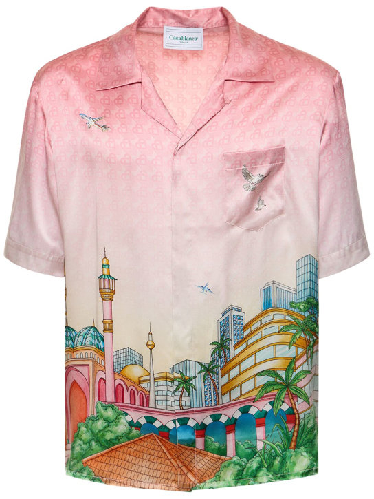 Casablanca: Morning City View silk twill shirt - Pink - men_0 | Luisa Via Roma