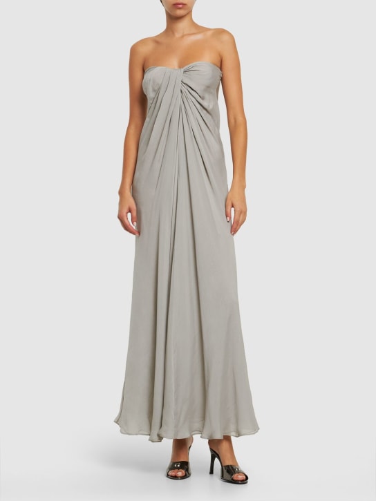 Interior: The Mirabel knotted silk maxi dress - Grey - women_1 | Luisa Via Roma