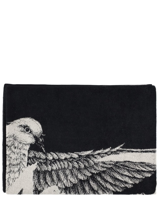 Yohji Yamamoto: Yohji jacquard logo bath towel - Blk X Wht - men_0 | Luisa Via Roma