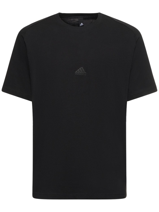 adidas Performance: Zone crewneck t-shirt - Black - men_0 | Luisa Via Roma