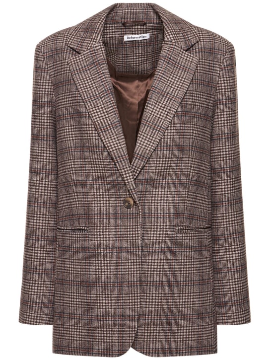 Reformation: The Classic relaxed wool blend blazer - Brown/Multi - women_0 | Luisa Via Roma