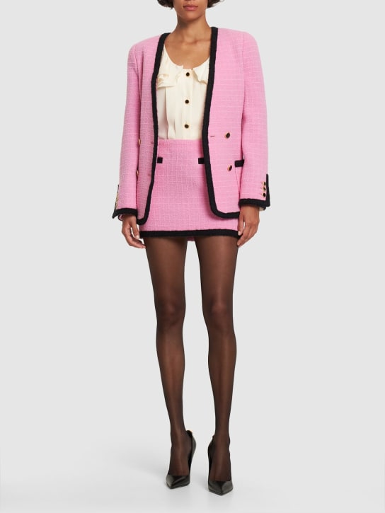 Alessandra Rich: Low waist tweed bouclé mini skirt - Multi/Pink - women_1 | Luisa Via Roma