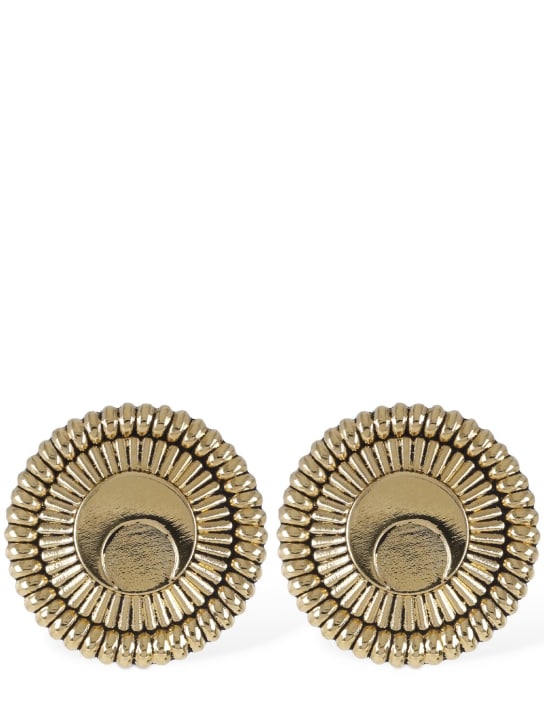 Marine Serre: Regenerated statement button earrings - Gold - men_0 | Luisa Via Roma