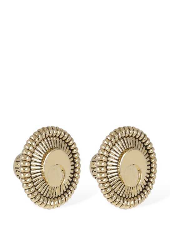 Marine Serre: Regenerated statement button earrings - Gold - men_1 | Luisa Via Roma