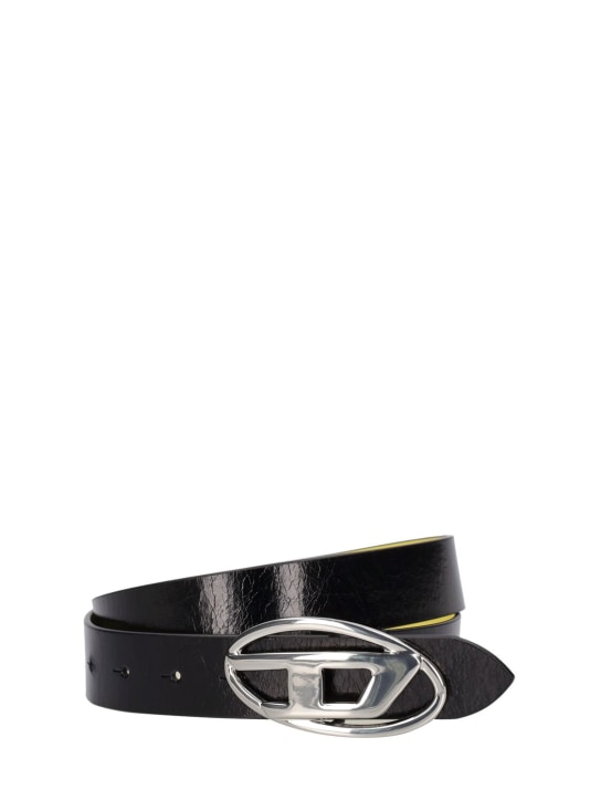 Leather Double B Buckle Belt in Black - Women