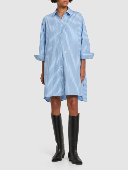 Jil Sander: Camisa oversize de popelina de algodón - Azul - women_1 | Luisa Via Roma