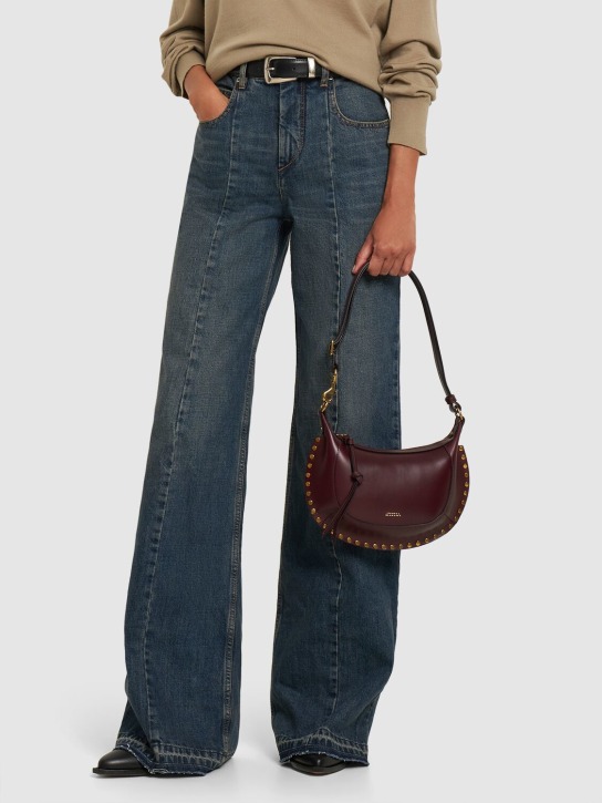 Isabel Marant: Oskan Moon studded leather shoulder bag - Burgundy - women_1 | Luisa Via Roma