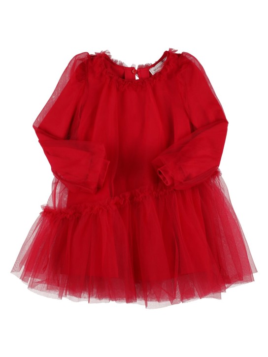 Monnalisa: Asymmetrical tulle dress - Kırmızı - kids-girls_0 | Luisa Via Roma