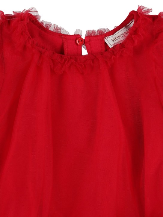 Monnalisa: Asymmetrical tulle dress - Red - kids-girls_1 | Luisa Via Roma