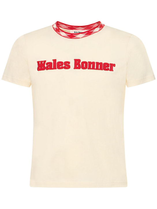 Wales Bonner: Original Wales Bonner logo T恤 - 象牙色 - men_0 | Luisa Via Roma