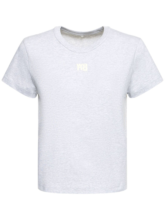 Alexander Wang: Essential shrunk cotton jersey t-shirt - Grey - women_0 | Luisa Via Roma
