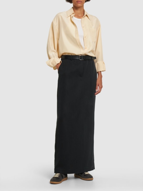 Reformation: Cairo tencel midi skirt - Schwarz - women_1 | Luisa Via Roma