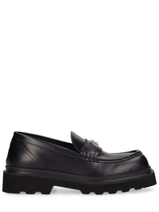 Dolce&Gabbana: 40mm City Treak leather loafers - Siyah - women_0 | Luisa Via Roma