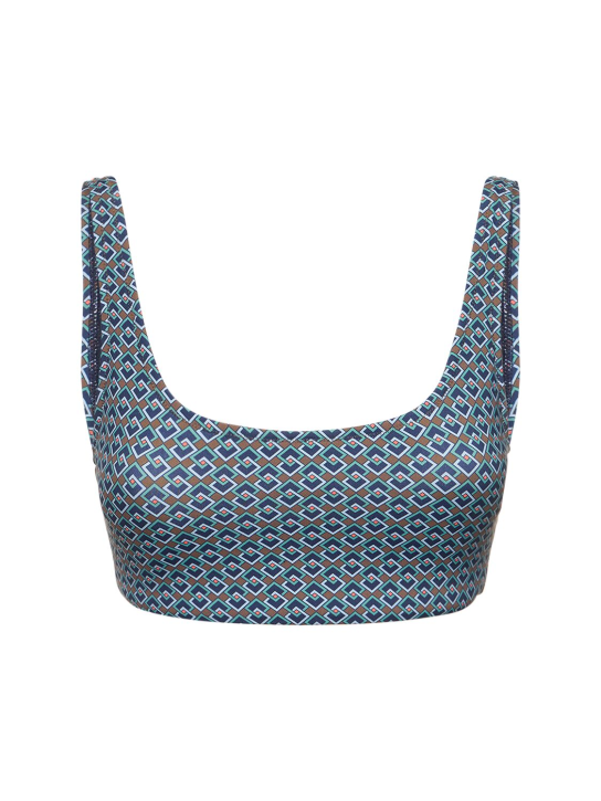 Tory Sport: Weightless printed scoop bra top - Mavi/Yeşil - women_0 | Luisa Via Roma