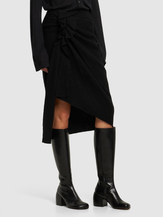 Dries Van Noten: 65mm Tall leather boots - Siyah - women_1 | Luisa Via Roma