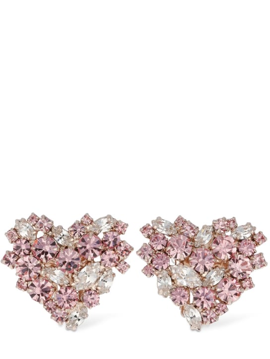 Magda Butrym: Crystal heart earrings - Pink - women_0 | Luisa Via Roma