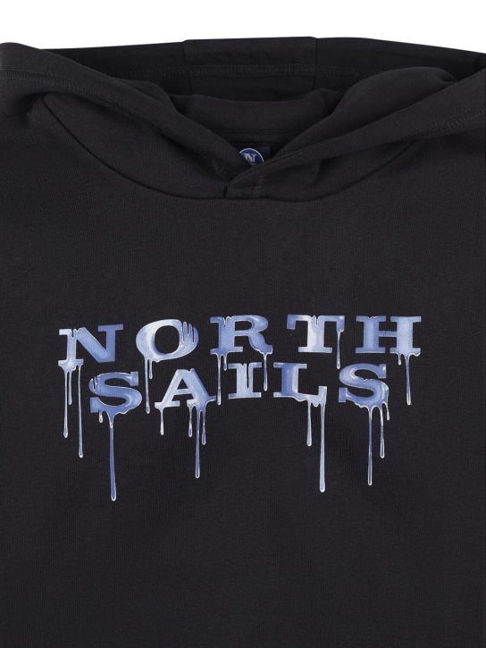 North Sails: Cotton blend sweatshirt hoodie - Siyah - kids-boys_1 | Luisa Via Roma