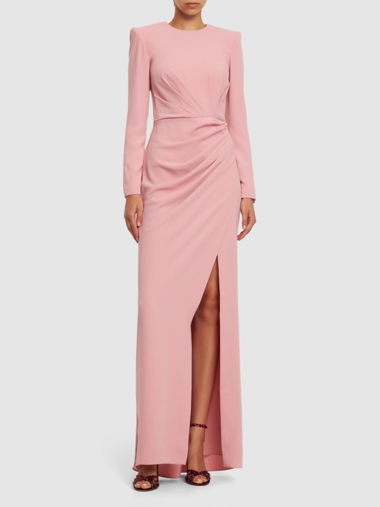 Zuhair Murad: Cady draped long sleeved maxi dress - Pink - women_1 | Luisa Via Roma