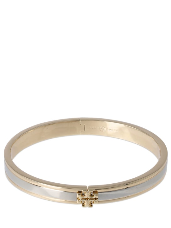 Tory Burch: 7mm Kira bangle bracelet - Silver/Gold - women_0 | Luisa Via Roma