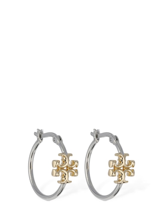Tory Burch: Small Eleanor hoop earring - Gümüş/Altın - women_0 | Luisa Via Roma