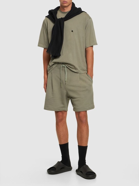 A Paper Kid: Unisex cotton sweat shorts - Sage Green - men_1 | Luisa Via Roma